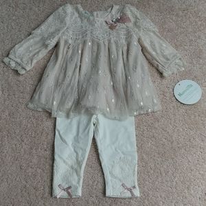 Nanette blush and cream baby outfit